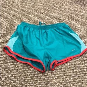 Teal and Dark Orange Nike Drifit Running Shorts